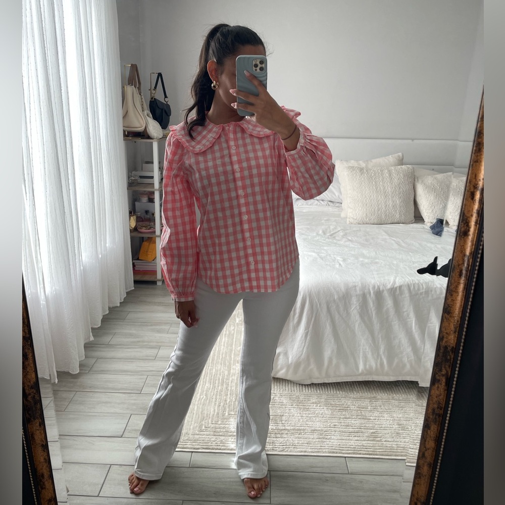 Who What Wear Pink & White Checkered Top